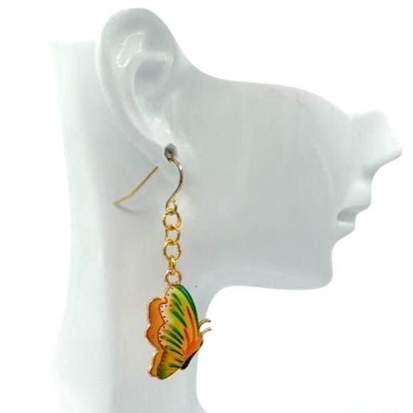 Butterfly Earrings Colorful Spring Summer Jewelry Gift for Her - Picture 2 of 3